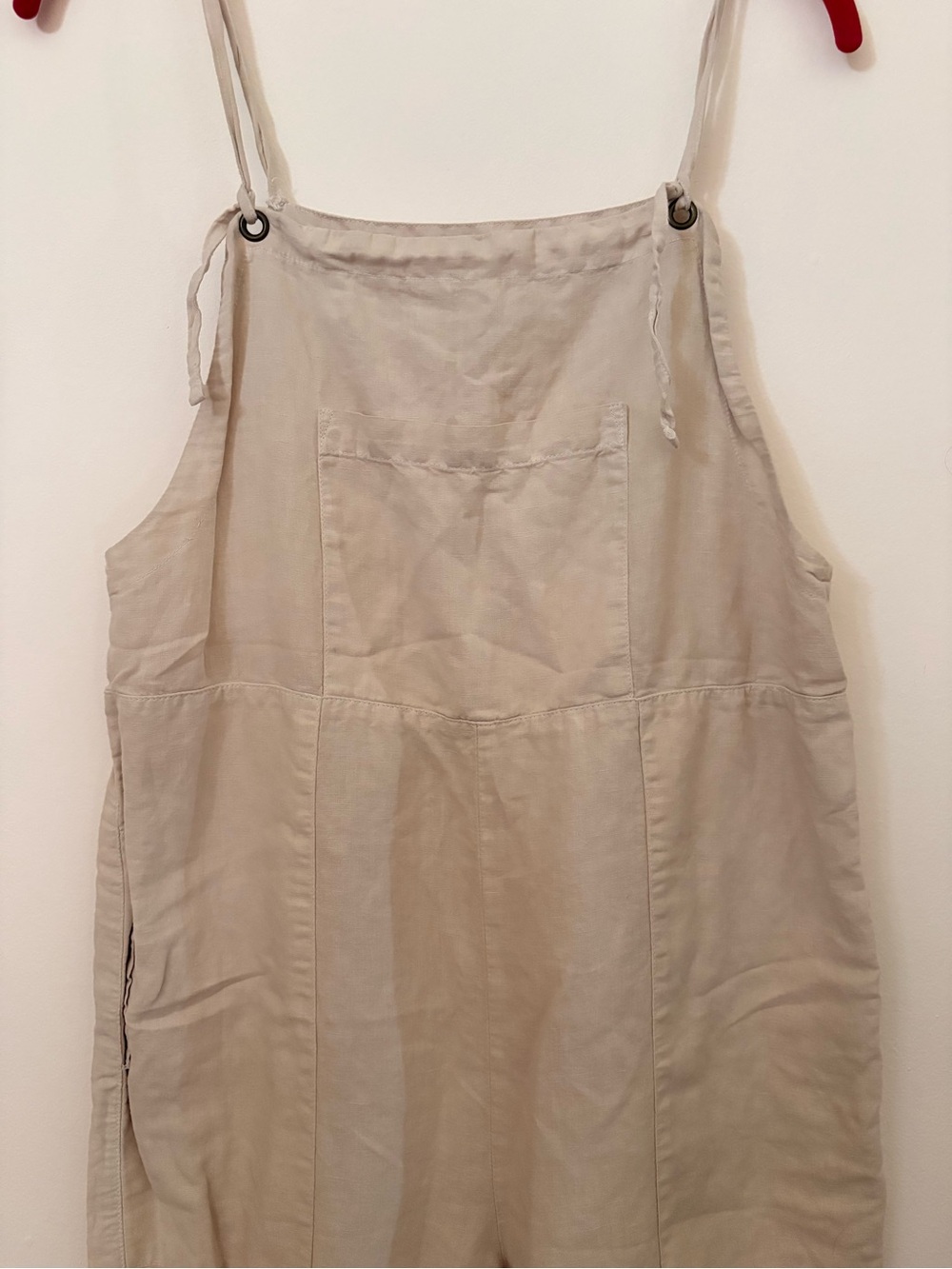 LACAUSA Oatmeal Linen-Blend Overalls with pockets - Picture 5 of 9